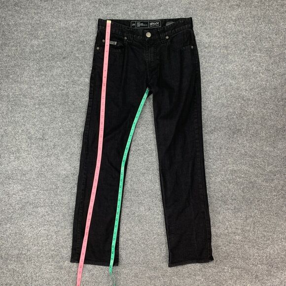Armani Collezioni Jean Mens 30 Black Slim Fit Medium Waist Straight Tight Leg - Picture 8 of 15